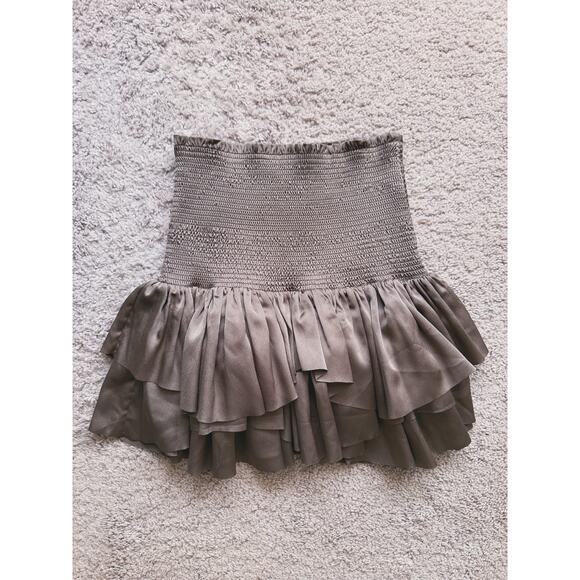 Designers Remix Ruffle Mini Skirt Girls Size 12 Brown Coquette Y2K Parisian Fall - Picture 3 of 6